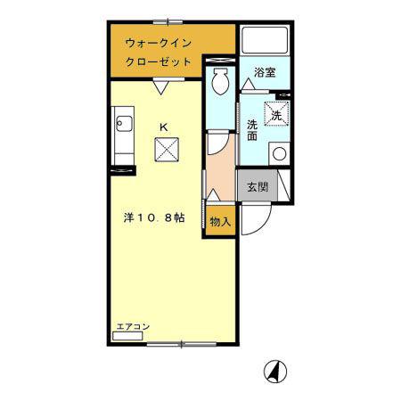 サニーハウス東 C(ワンルーム/1階)の間取り写真