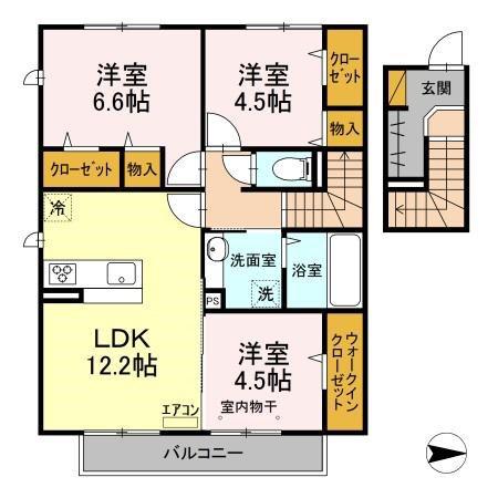 アヴェール(3LDK/2階)の間取り写真