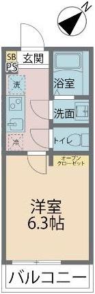 カインドネス相模が丘(1K/3階)の間取り写真