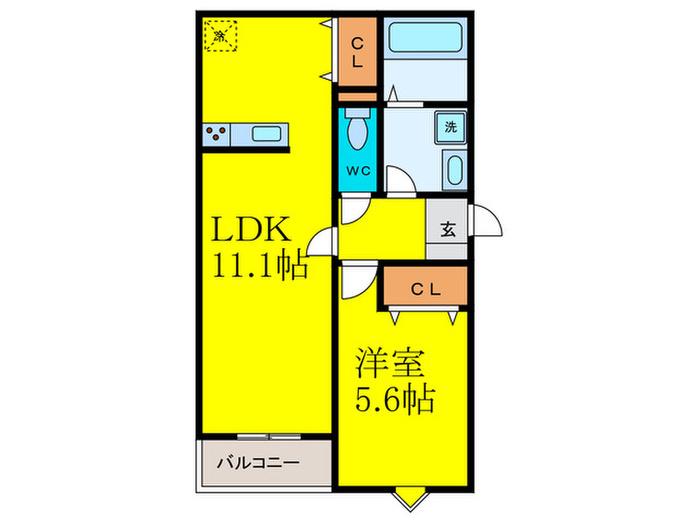 麦野パラシオ(1LDK/2階)の間取り写真