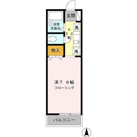 ヴィラ・ファミーユA棟(1K/2階)の間取り写真