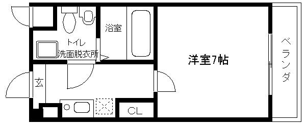 クレストコート二条城北(1K/9階)の間取り写真
