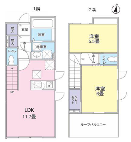 LA TIARA FUSSA(2LDK/1階)の間取り写真
