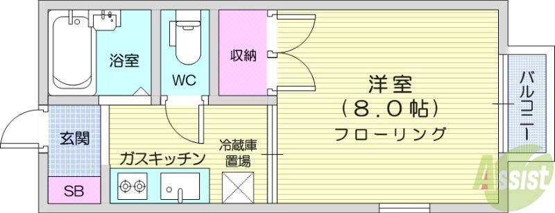 カーサ福住Ⅰ(1K/1階)の間取り写真