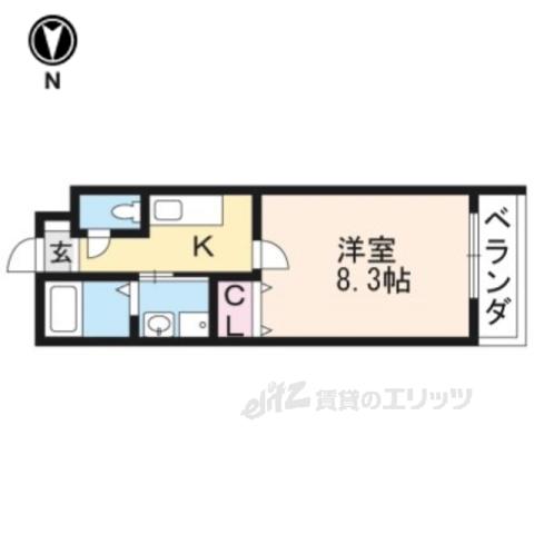 クレドール京都駅南(1K/3階)の間取り写真