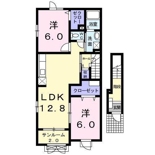 マ-メイドA(2LDK/2階)の間取り写真