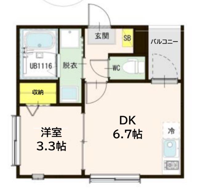 ハーモニーテラス高松VI(1DK/1階)の間取り写真