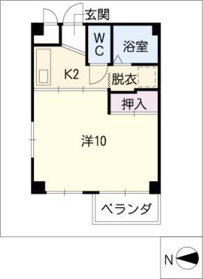 ワタナベプラザⅡ(1K/3階)の間取り写真