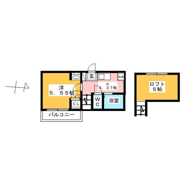 LIEN 芝中田(1K/1階)の間取り写真