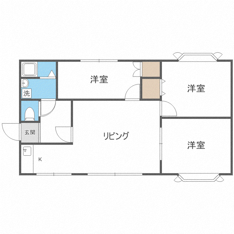サンシャインハイツA棟(3LDK/2階)の間取り写真