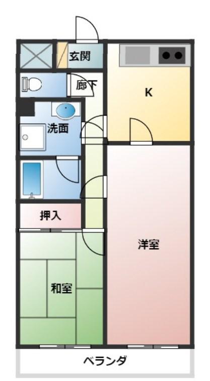 リエス愛甲石田(2LDK/1階)の間取り写真