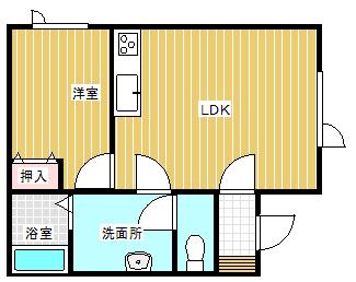 プティCUBE(1LDK/2階)の間取り写真