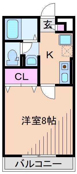 アムール大倉山A棟(1K/2階)の間取り写真