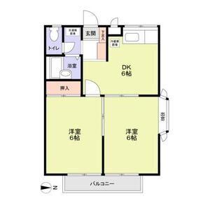 エステートピア久末Ⅲ(2DK/2階)の間取り写真