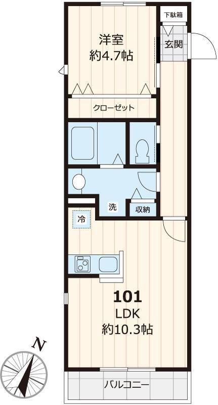 AINOYA(1LDK/1階)の間取り写真