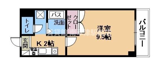RACOOND1(1K/3階)の間取り写真
