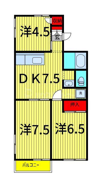 メゾンドクレール(3DK/2階)の間取り写真