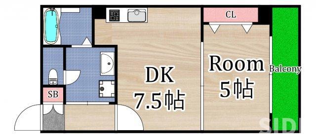 VILLETTA新森公園(1DK/2階)の間取り写真