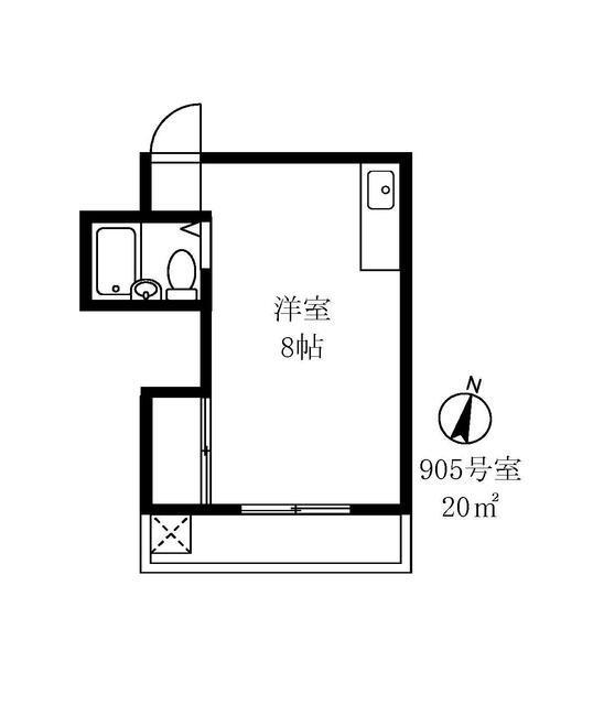 マンションメナハウス(ワンルーム/9階)の間取り写真