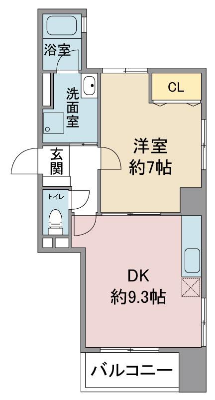 CASA NISHIKAWA(1DK/3階)の間取り写真