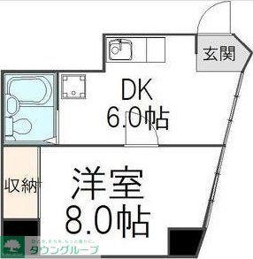 マツバビル(1DK/2階)の間取り写真