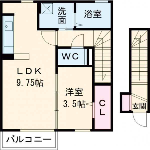 シャルマンムーン(1LDK/2階)の間取り写真