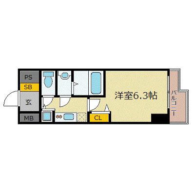 エス・キュート京町堀(1K/12階)の間取り写真