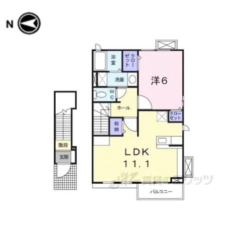 カーサ コンテント(1LDK/2階)の間取り写真