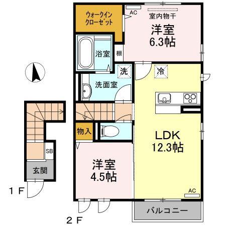 LA・MAISONC(2LDK/2階)の間取り写真