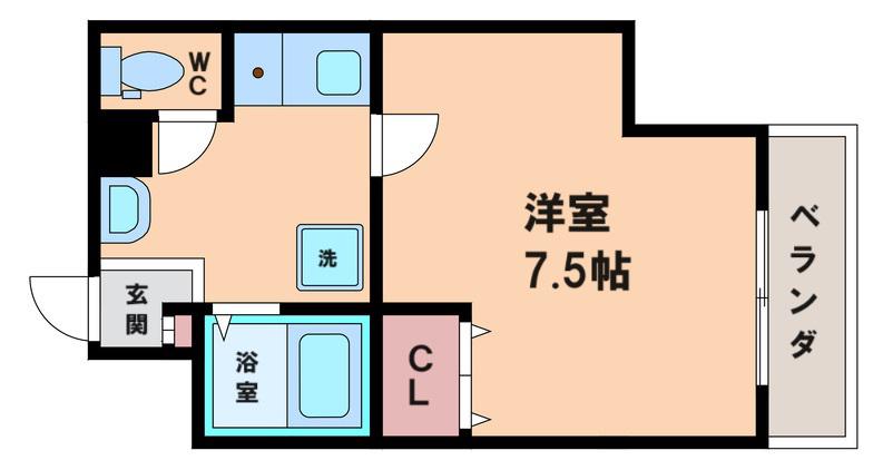 プレアデス烏ヶ辻(1K/2階)の間取り写真
