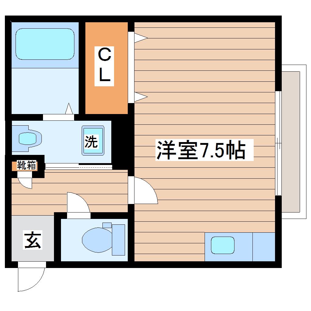 リバーサイド三樹5号館(ワンルーム/1階)の間取り写真