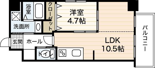 ASTER中広(1LDK/6階)の間取り写真