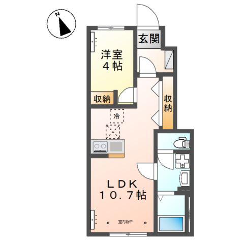 リバーヒルズ東福原(1LDK/1階)の間取り写真