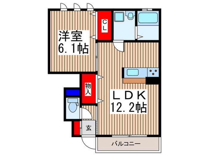 アムールウエスト(1LDK/1階)の間取り写真
