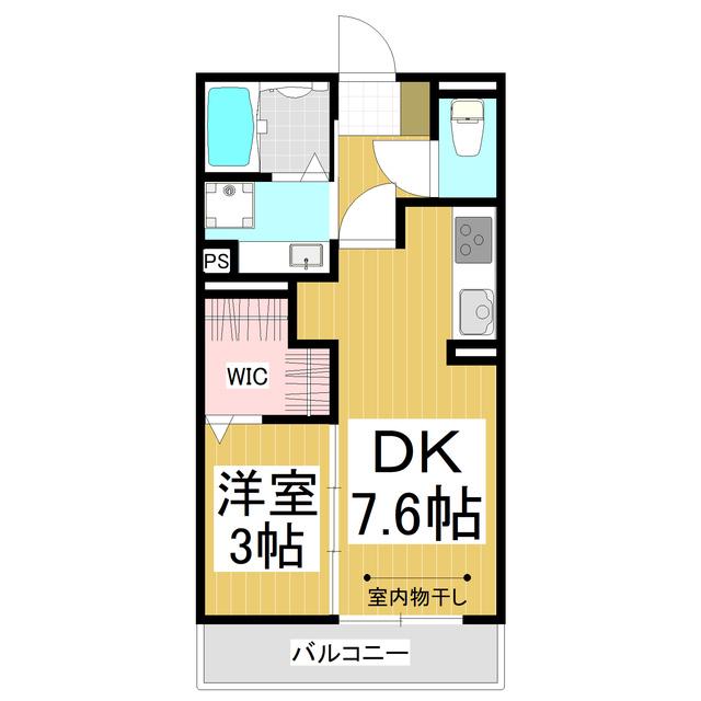 コンフォーティア中御所 A棟(1DK/3階)の間取り写真