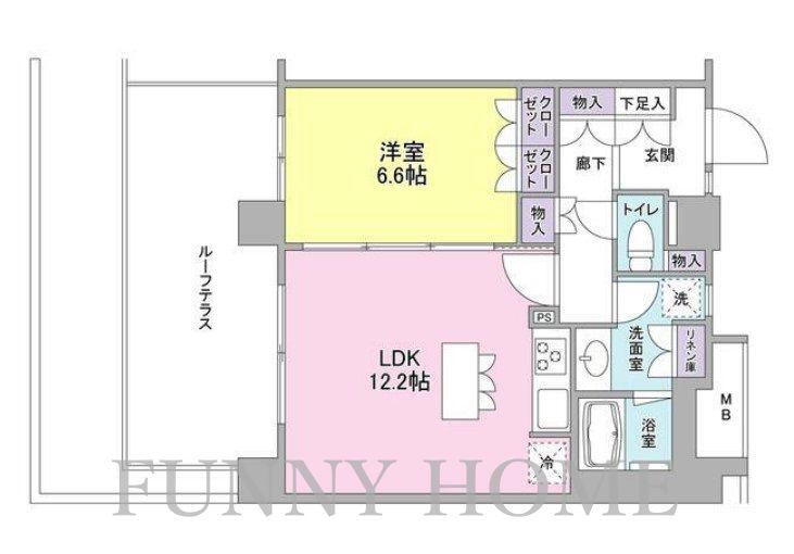 アンビエンテ経堂(1LDK/6階)の間取り写真