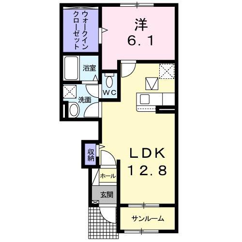 ラフィネ・シェル(1LDK/1階)の間取り写真