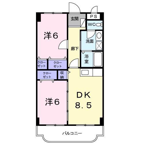 エクセルN(2DK/2階)の間取り写真