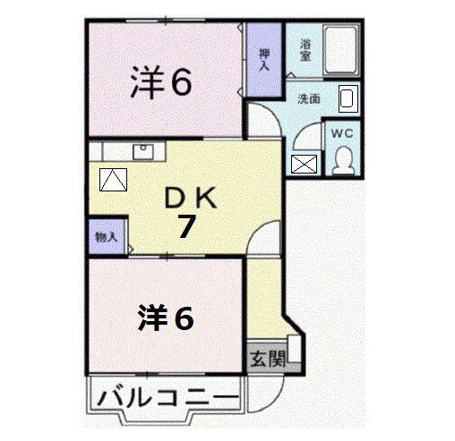 フロンティア宮ノ下(2DK/1階)の間取り写真