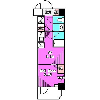 エル・グランジュテ本所吾妻橋(1DK/6階)の間取り写真