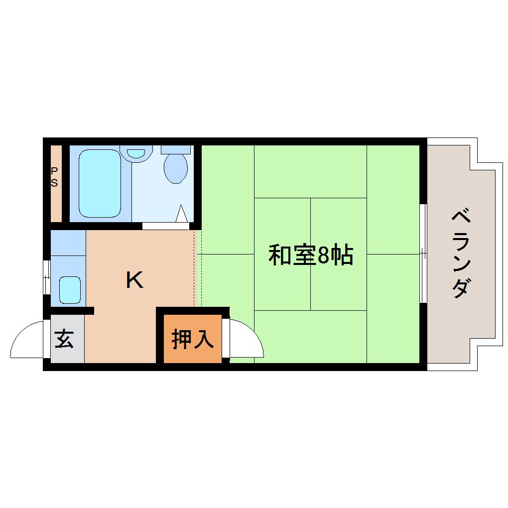 ハイツあさじ野(1K/2階)の間取り写真