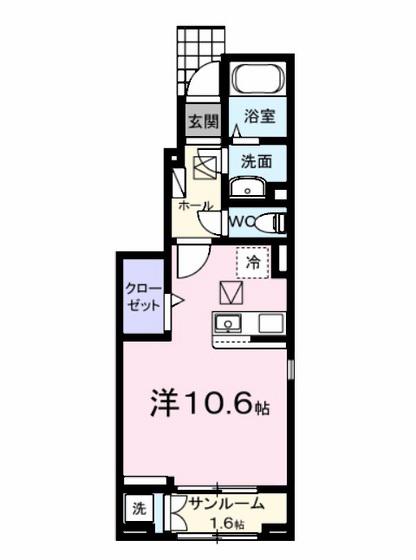 レンジ 雄町(ワンルーム/1階)の間取り写真