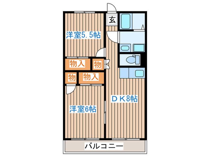 森民ビル(2DK/7階)の間取り写真