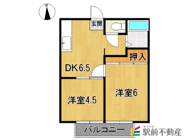 パナハイツ目野(2DK/2階)の間取り写真