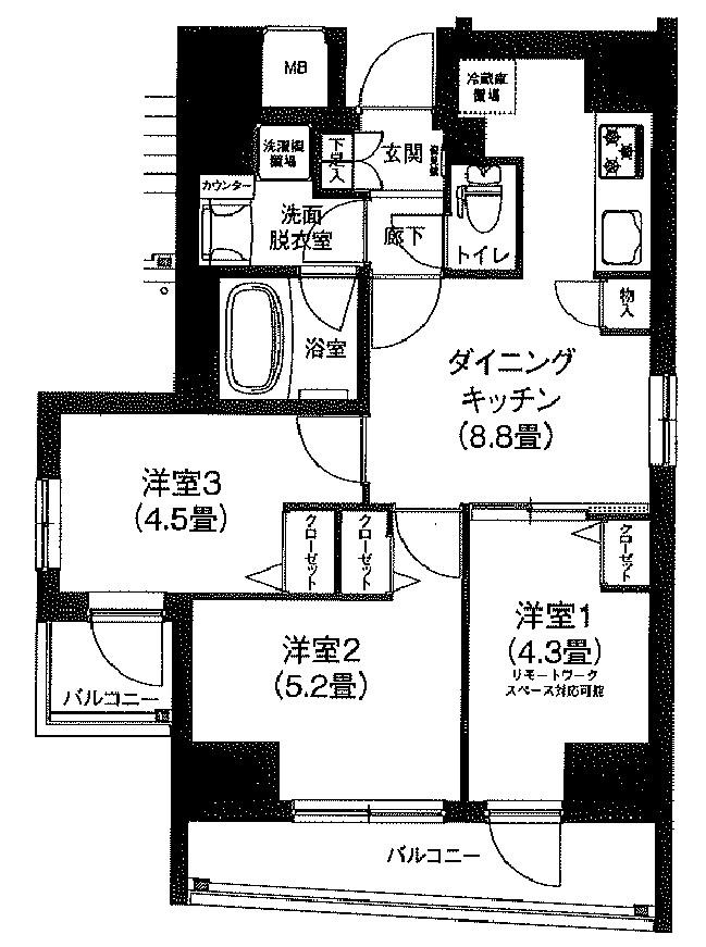 ルフレ プレミアム町屋(2LDK/8階)の間取り写真