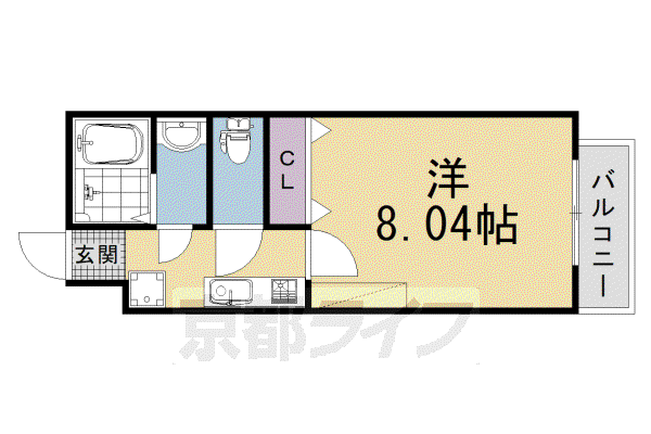 MESA VERDE 京都西大路三条(1K/2階)の間取り写真