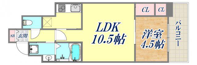 アドバンス三宮ウイングロード(1LDK/7階)の間取り写真