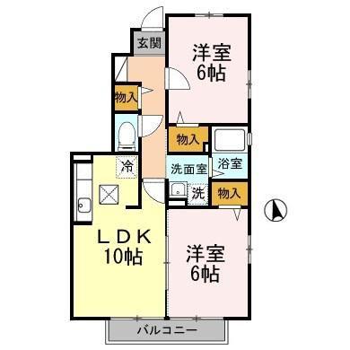 メゾン・ボヌール(2LDK/1階)の間取り写真