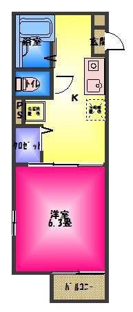 ハイム細小路IIB棟(1K/1階)の間取り写真