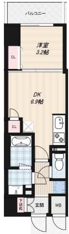 DIMORA靭公園(1DK/5階)の間取り写真